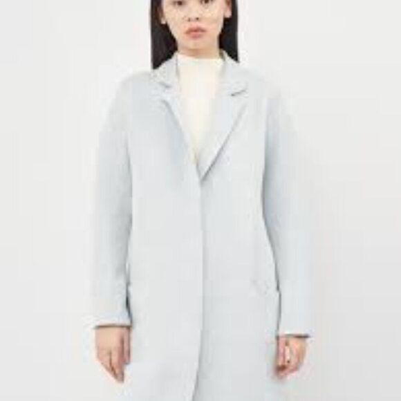 Zara Women's Light Blue Linen Viscose Blend Coat Size Small - Picture 2 of 11